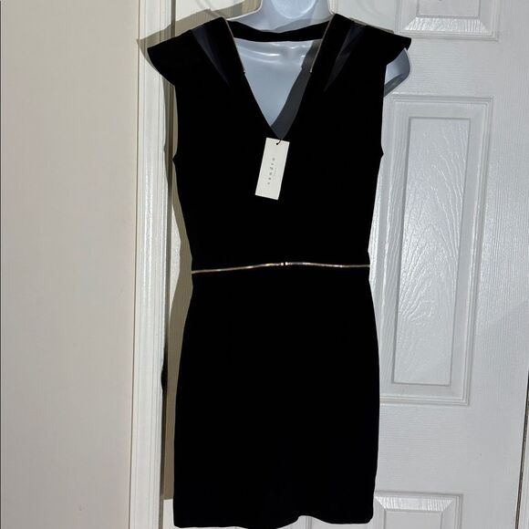 NWT Sandro Paris Roucoule Exposed Zipper Flutter Sleeve Dress size 2 - Picture 5 of 15